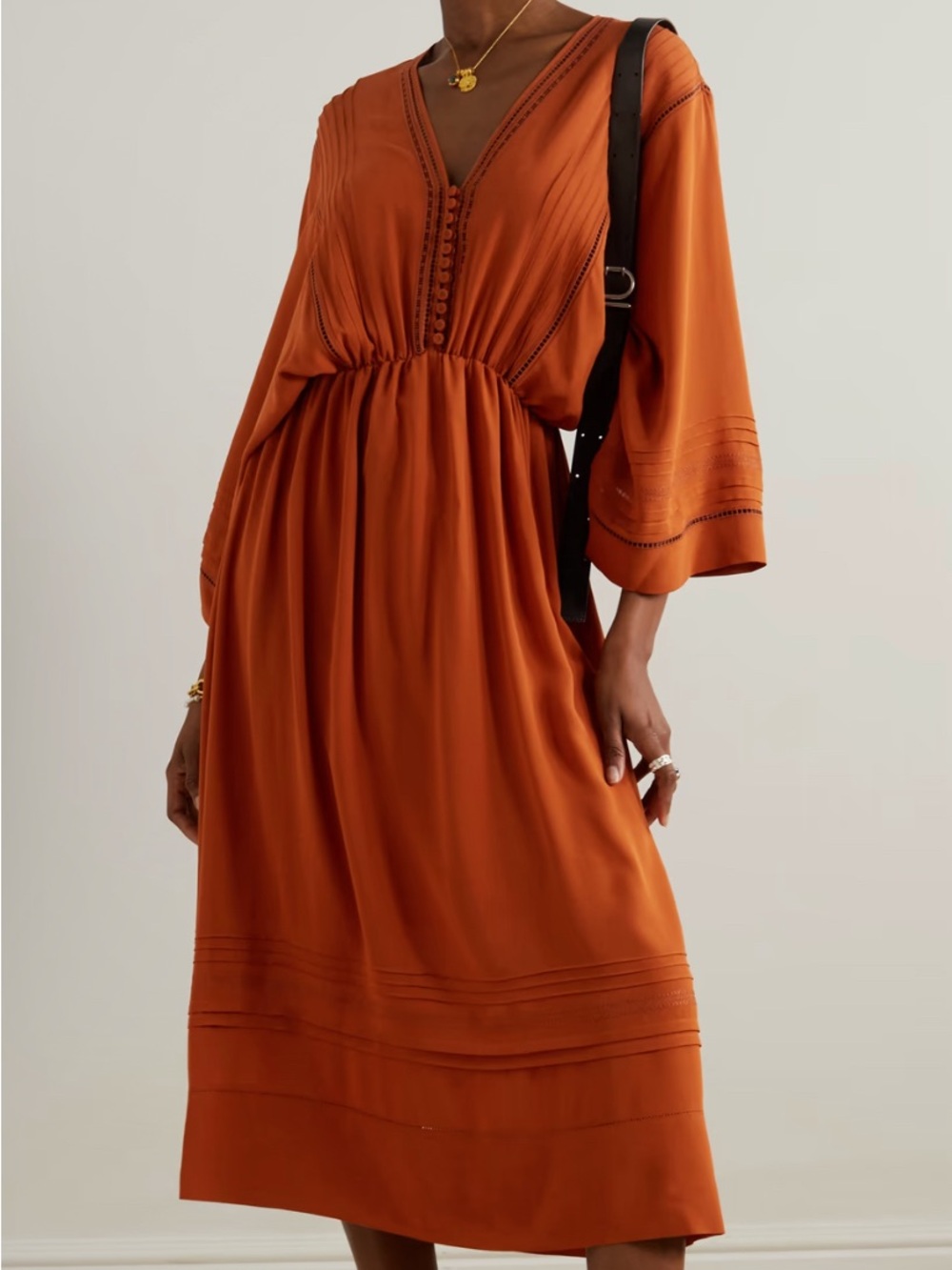 NWT Loro Piana Henrietta Embroidered Silk Midi Dress